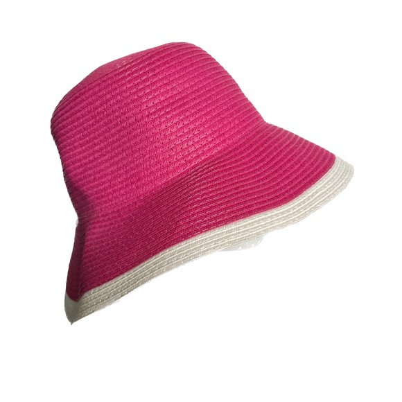 Magid Hats Pink & White Sun Hat With Large Bow One Size Wide Brim Bucket - Picture 4 of 7